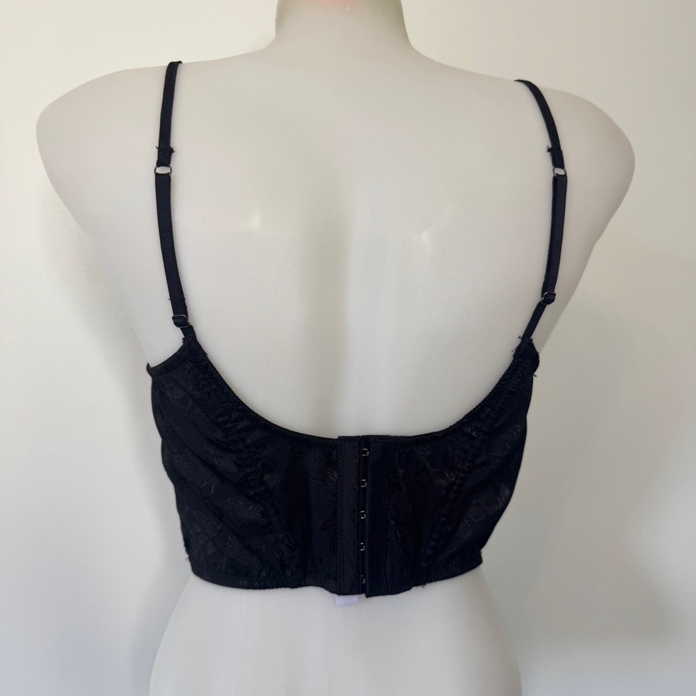 Urban Outfitters Out From Under Devon Satin Corset Black Bra Top Sz L - Picture 3 of 14